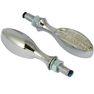 Micro Metal/Chrome LED Oval Motorbike Indicators